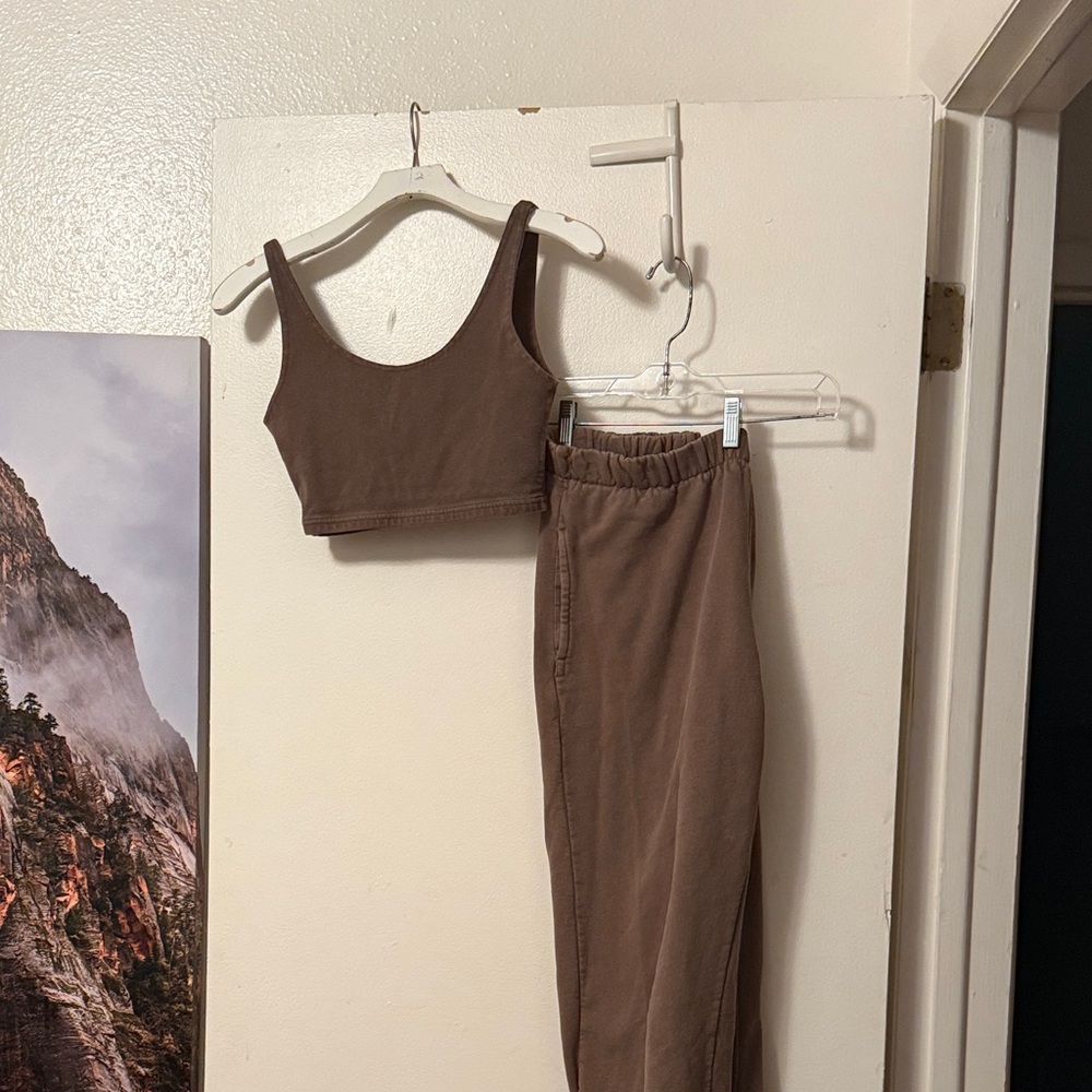 Brandy Melville Jogger Pants and Crop Top Set